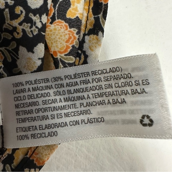 Nili Lotan for target Floral Print Long Sleeve Pleated Blouse Black Yellow XXS - Picture 9 of 10